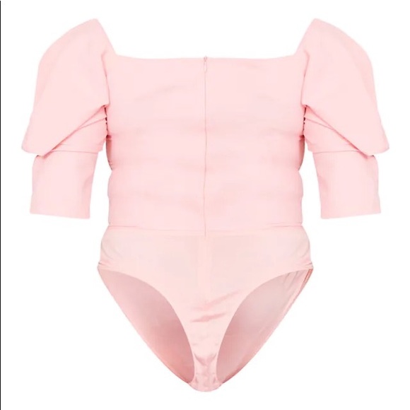 Pretty Little Thing Plus Dusty Pink Woven Puff Sleeve Bodysuit - Picture 6 of 11